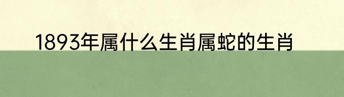 1893年属什么生肖属蛇的生肖