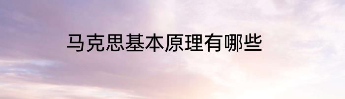 马克思基本原理有哪些