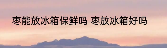 枣能放冰箱保鲜吗 枣放冰箱好吗