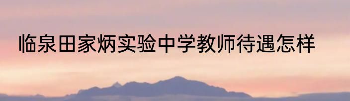 临泉田家炳实验中学教师待遇怎样