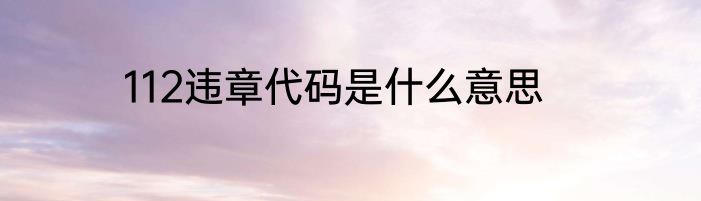 112违章代码是什么意思