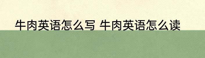 牛肉英语怎么写 牛肉英语怎么读
