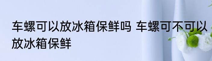车螺可以放冰箱保鲜吗 车螺可不可以放冰箱保鲜