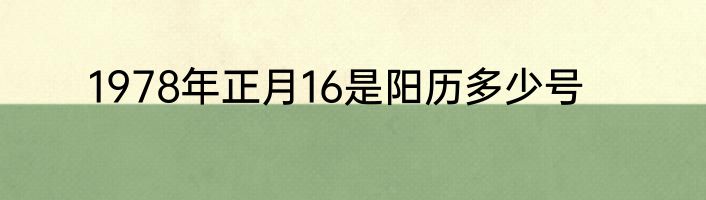 1978年正月16是阳历多少号