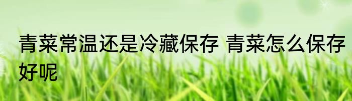 青菜常温还是冷藏保存 青菜怎么保存好呢