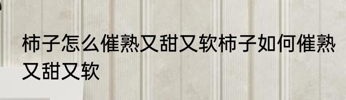 柿子怎么催熟又甜又软柿子如何催熟又甜又软
