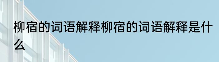 柳宿的词语解释柳宿的词语解释是什么