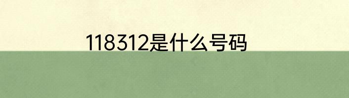 118312是什么号码