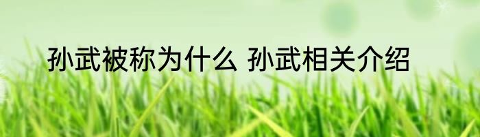 孙武被称为什么 孙武相关介绍