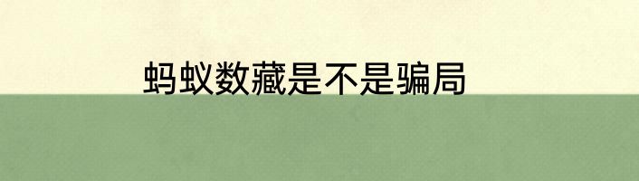 蚂蚁数藏是不是骗局