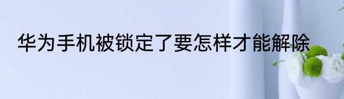 华为手机被锁定了要怎样才能解除