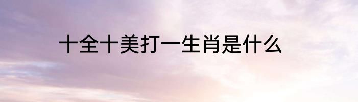 十全十美打一生肖是什么