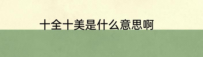 十全十美是什么意思啊