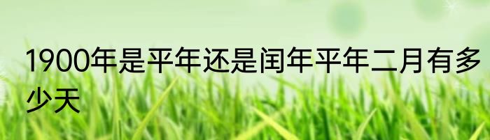 1900年是平年还是闰年平年二月有多少天
