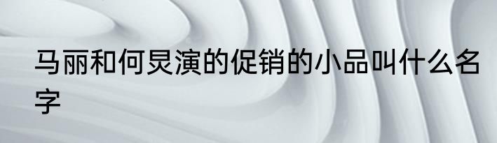 马丽和何炅演的促销的小品叫什么名字