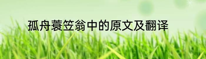 孤舟蓑笠翁中的原文及翻译