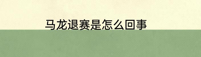 马龙退赛是怎么回事