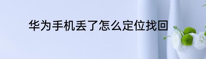 华为手机丢了怎么定位找回