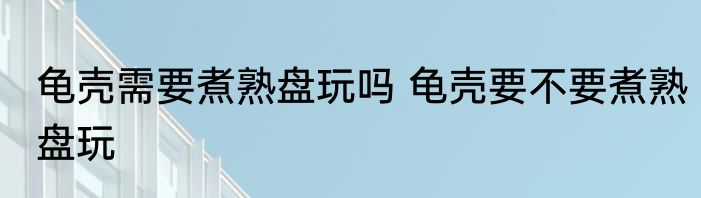 龟壳需要煮熟盘玩吗 龟壳要不要煮熟盘玩
