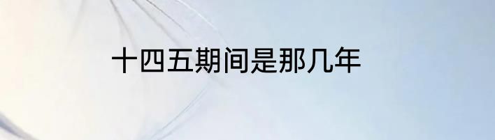 十四五期间是那几年