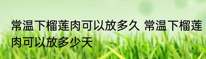 常温下榴莲肉可以放多久 常温下榴莲肉可以放多少天