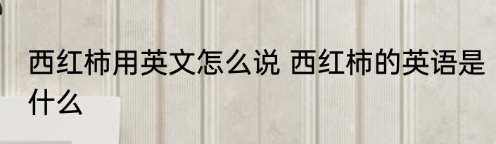 西红柿用英文怎么说 西红柿的英语是什么