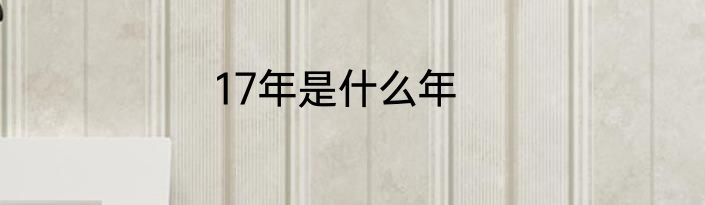17年是什么年