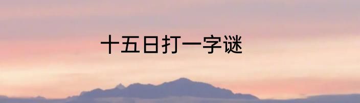 十五日打一字谜