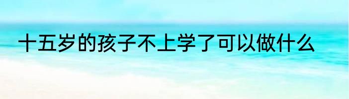 十五岁的孩子不上学了可以做什么
