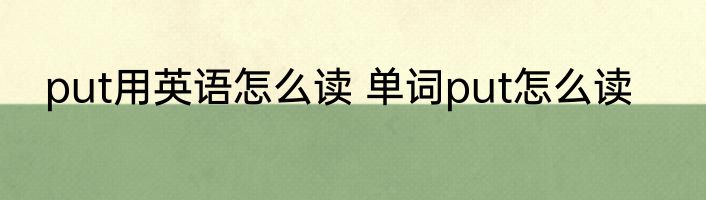 put用英语怎么读 单词put怎么读