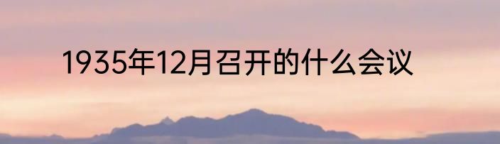 1935年12月召开的什么会议