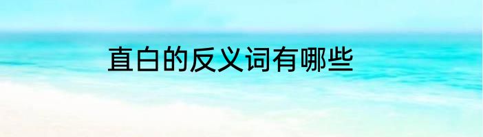 直白的反义词有哪些