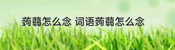 蒟蒻怎么念 词语蒟蒻怎么念