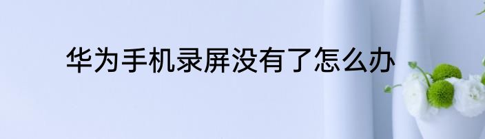 华为手机录屏没有了怎么办