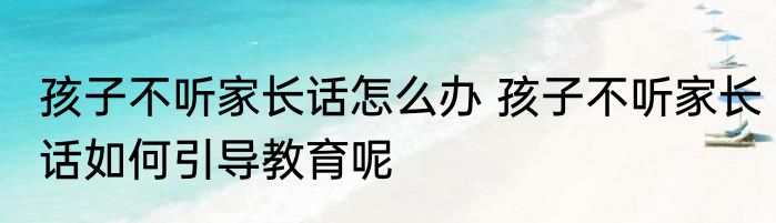 孩子不听家长话怎么办 孩子不听家长话如何引导教育呢