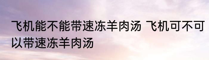 飞机能不能带速冻羊肉汤 飞机可不可以带速冻羊肉汤