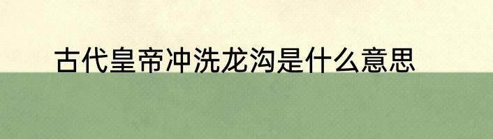 古代皇帝冲洗龙沟是什么意思