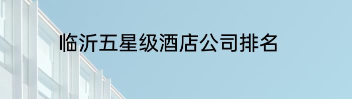 临沂五星级酒店公司排名