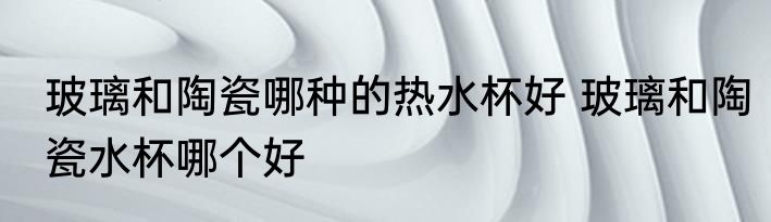 玻璃和陶瓷哪种的热水杯好 玻璃和陶瓷水杯哪个好