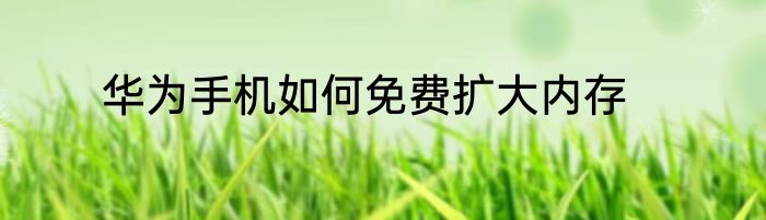 华为手机如何免费扩大内存