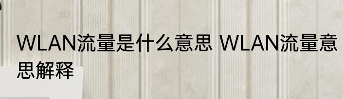 WLAN流量是什么意思 WLAN流量意思解释