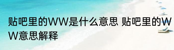 贴吧里的WW是什么意思 贴吧里的WW意思解释