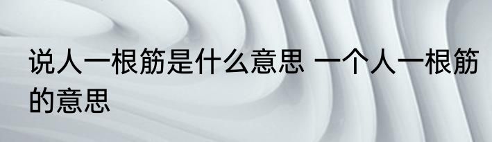 说人一根筋是什么意思 一个人一根筋的意思
