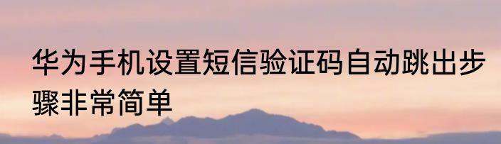 华为手机设置短信验证码自动跳出步骤非常简单