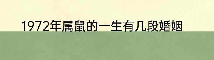1972年属鼠的一生有几段婚姻