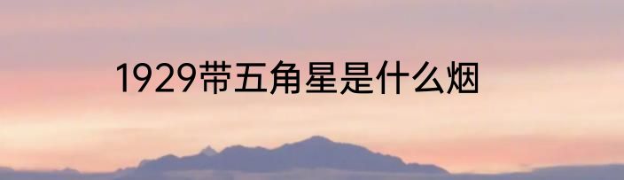 1929带五角星是什么烟