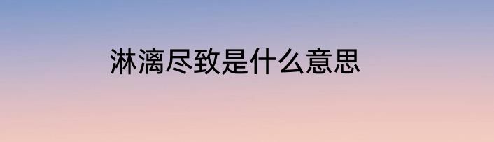 淋漓尽致是什么意思