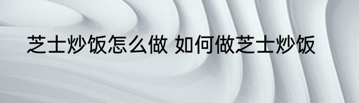 芝士炒饭怎么做 如何做芝士炒饭