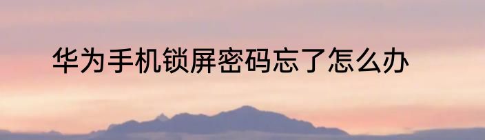 华为手机锁屏密码忘了怎么办