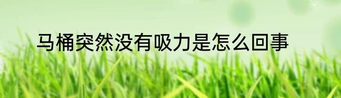 马桶突然没有吸力是怎么回事